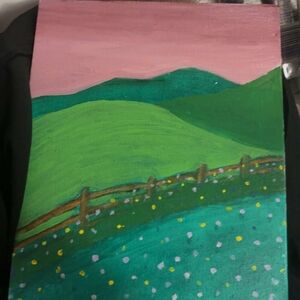 Green and Pink Landscape Art Print